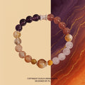 Bracelet: purple amethyst, peach strawberry quartz and pale pink rose quartz beads in a soft gradient