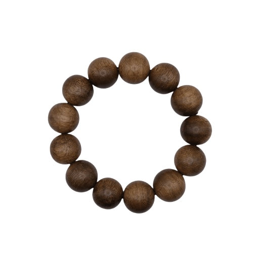 Bracelet: large dark brown Kalimantan agarwood beads with visible grain, second view