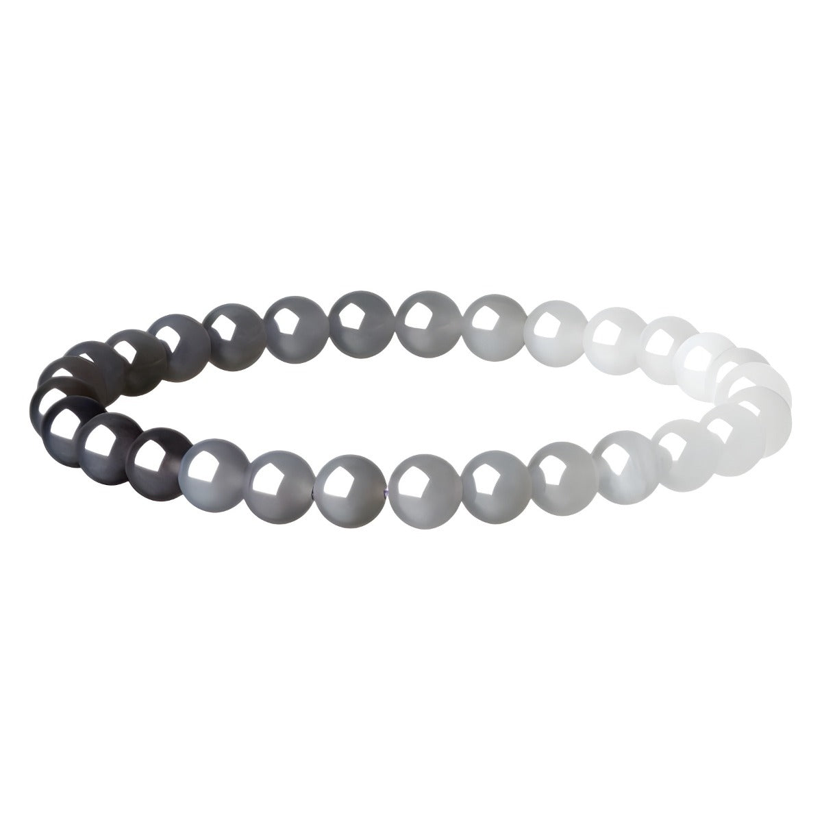 Bracelet: round 6mm Hetian jade beads shading from dark grey to white, second view