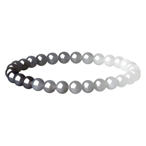 Bracelet: round 6mm Hetian jade beads shading from dark grey to white, second view