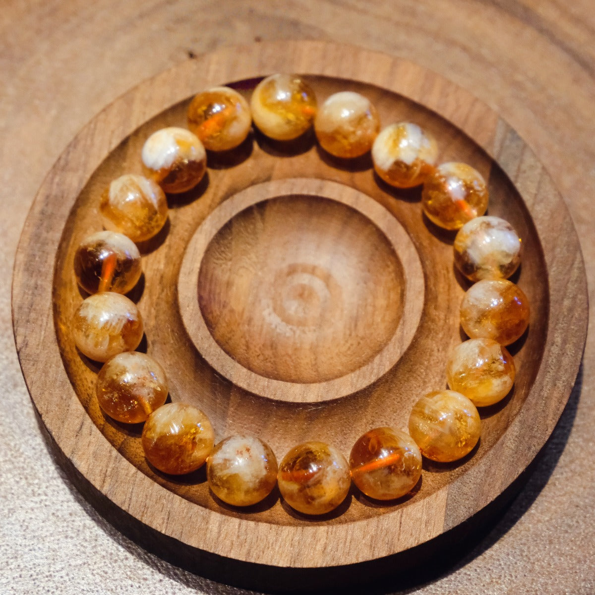 Bracelet: translucent honey-yellow citrine beads, 10mm, second view