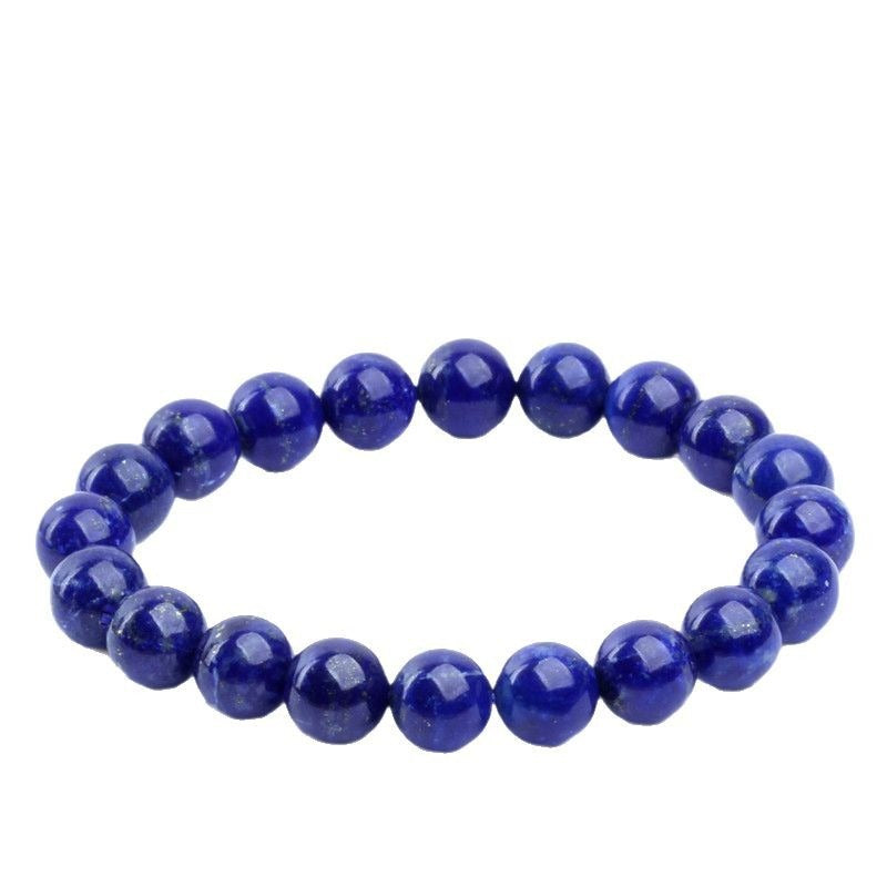 Bracelet: round deep blue lapis lazuli beads, 8mm, second view