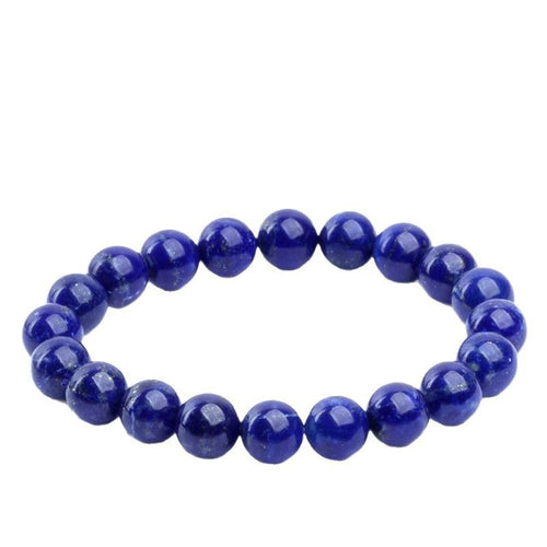 Bracelet: round deep blue lapis lazuli beads, 8mm, second view