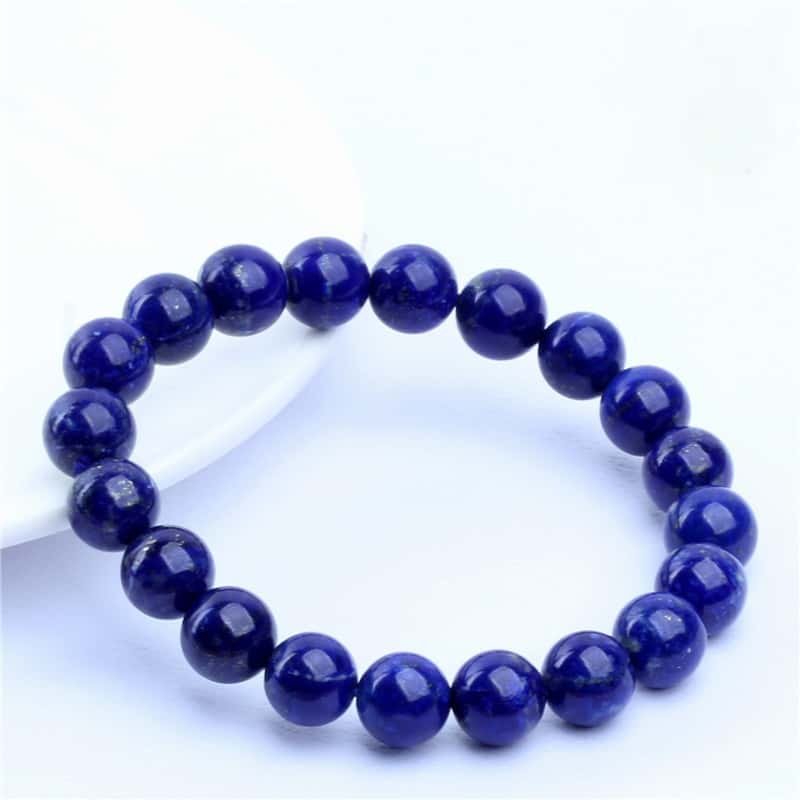Bracelet: round deep blue lapis lazuli beads, 8mm, third view