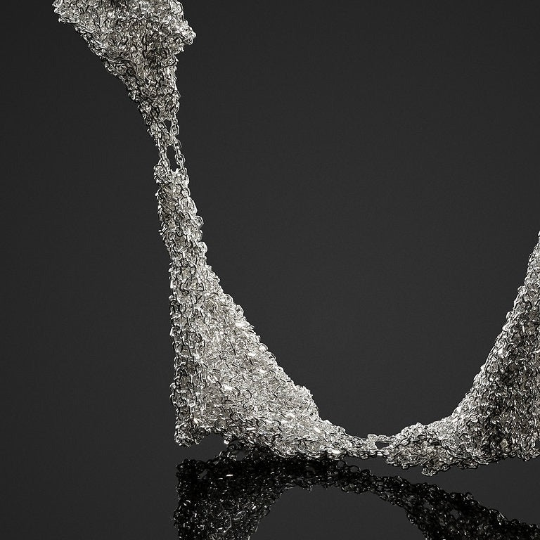 Necklace: handwoven 925 sterling silver mesh on a fine chain, third view