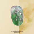 Pendant: translucent jadeite carved as a leaf, with green colour in the lower half